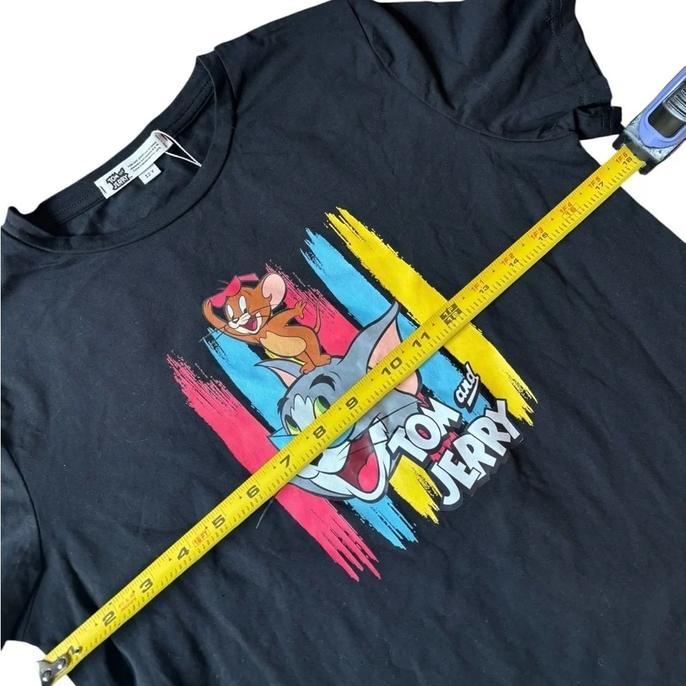 NWT SHEIN X Tom and Jerry Collab Kids  Black Tee